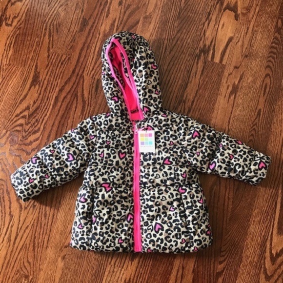 Healthtex Baby Girls Bubble Puffer Coat Jacket Khaki Animal Print 18 months NWT - Picture 1 of 5